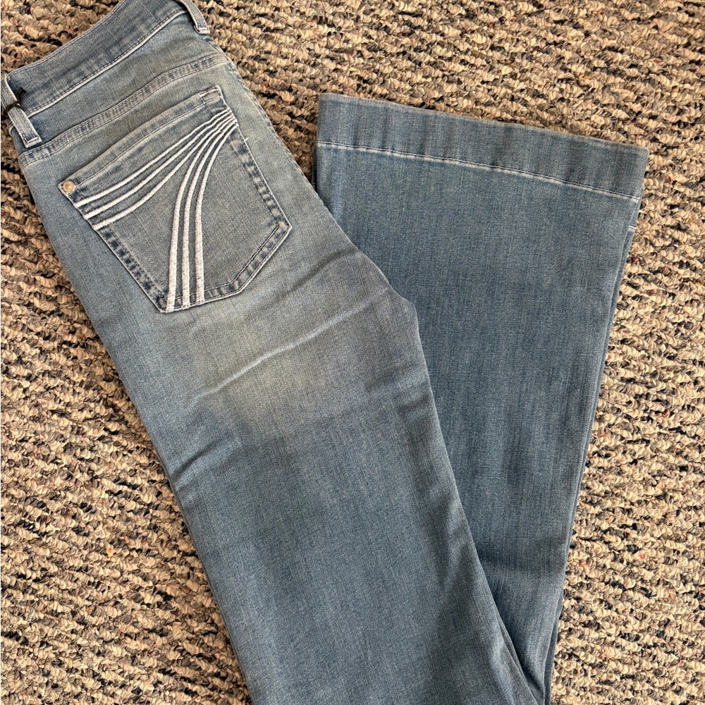 7 For All Mankind Women's Light Blue Wide Leg Jeans